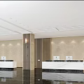 Spacious Modern Hotel Lobby Interior With Marble Flooring Green Plants And Reception Desk