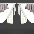 Ruffled Light Gray And White Striped Curtains With Window Tiebacks For Interior