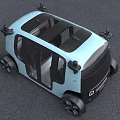 Light Blue Modern Urban Car With Large Windows And Black Accents