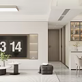 Modern Dining Living Room Interior With Open Layout Dining Table Chairs Display Cabinet And Natural Light