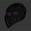 Black Tactical Mask With Purple Lenses And Hard Shell Design For Cosplay Wear