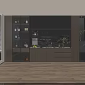 Modern Minimalist Wooden Sideboard Cabinet With Glass Wine Display And Large Storage For Dining Room