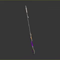 Ornate Magic Staff Weapon Featuring Metallic Design And Purple Gemstone Accents
