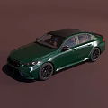 Dark Green Sporty Sedan Car With Sleek Exterior And Black Wheels