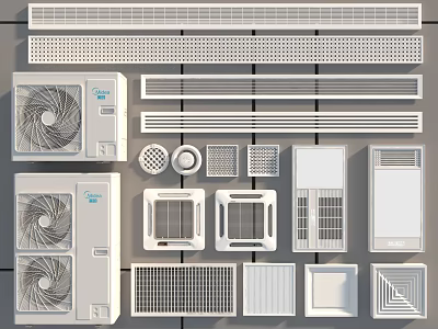 Multiple Styles And Types Of Air Conditioner Air Outlets Displayed 3d model