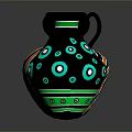 Handcrafted Sculpted Decorative Vases With Orange Black Stripes And Blue Green Circles