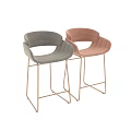 Modern Pink And Gray Upholstered Bar Stools With Sleek Metal Legs