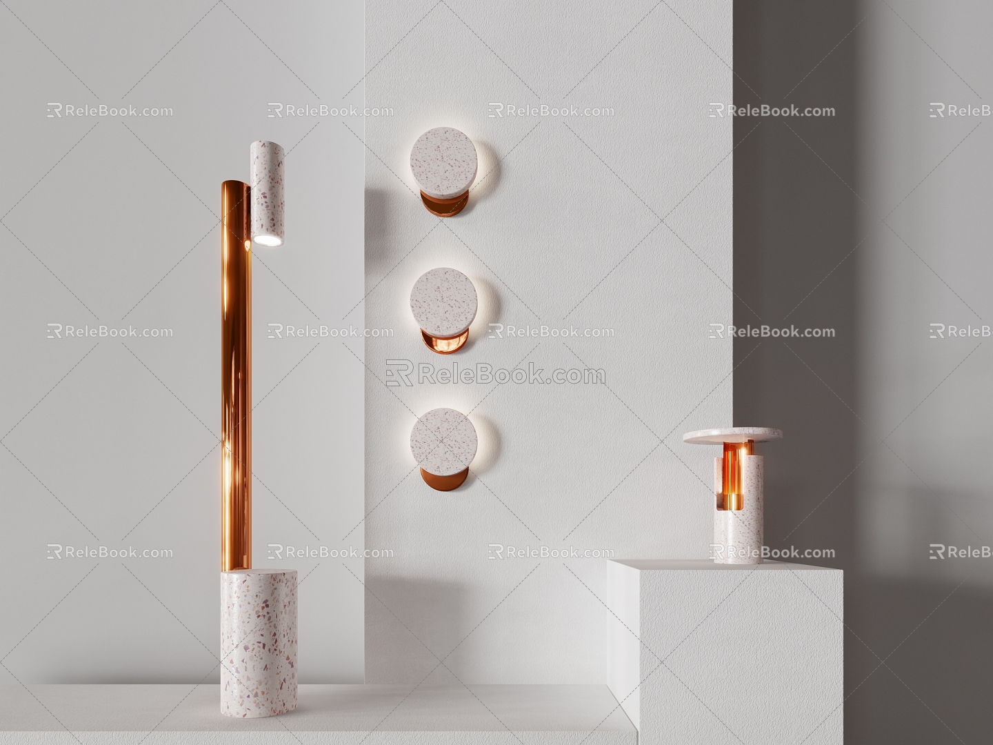 Modern terrazzo wall lamp floor lamp 3d model