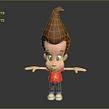 3D Cartoon Character With Red Spiky Hair Red Star Shirt Blue Pants And White Shoes