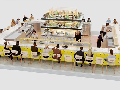 Bar Equipment Character Food Drinkers Lighting Material 3d model