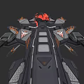 Futuristic Sci Fi Vehicle With Black Orange Accents And Detailed Wings