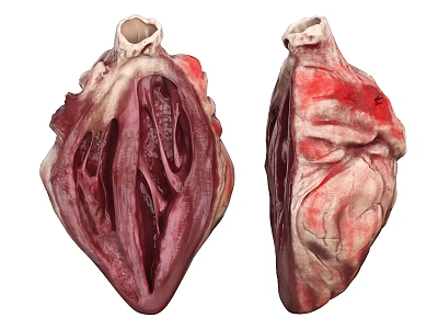 Human Chest Organ Heart Anatomical Structure With Cross Section And External Views 3d model