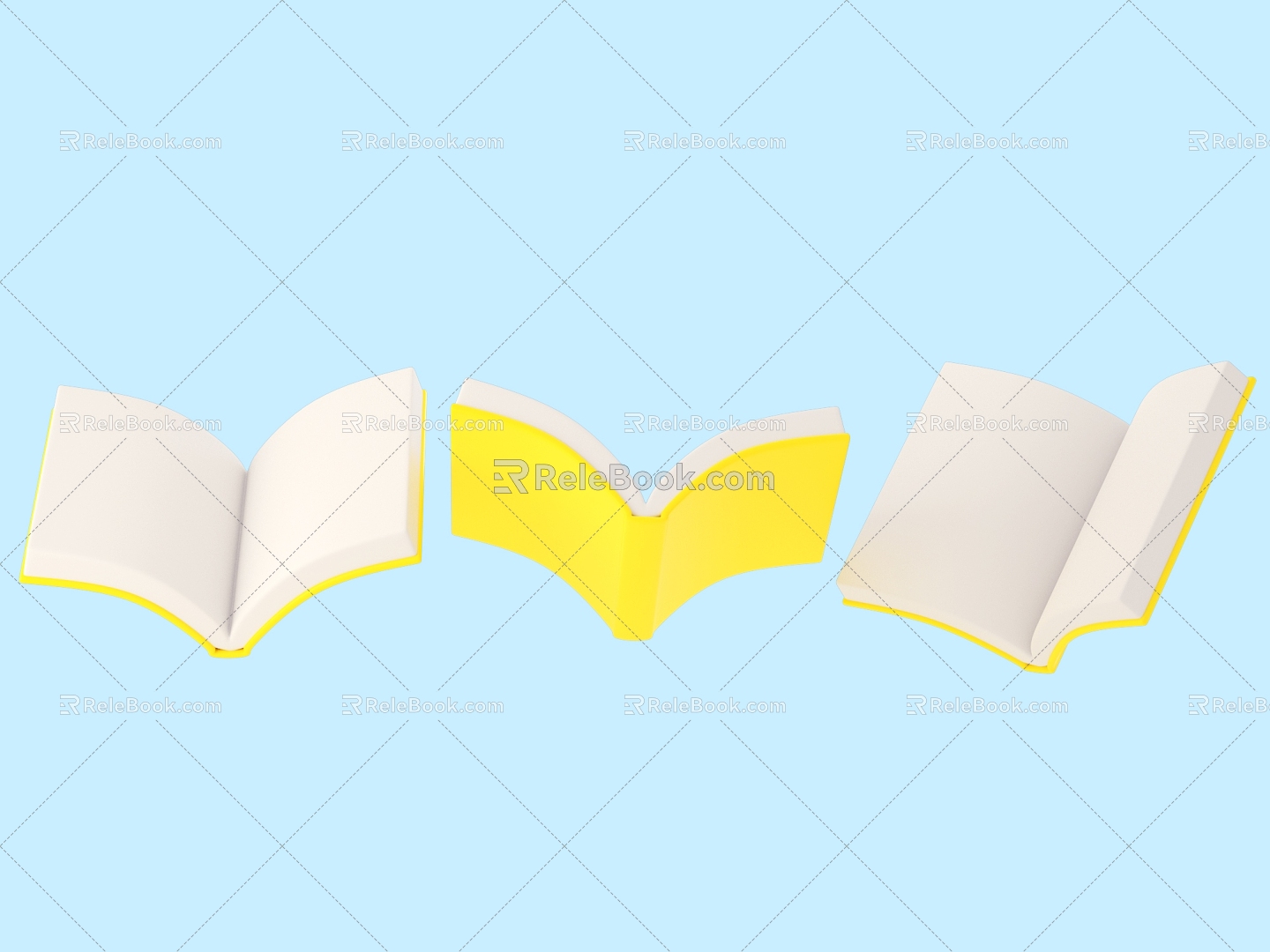 Cartoon book unfolded book 3d model