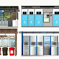 Modern Public Facilities For Waste Sorting With Recycling Bins And Electronic Panels 3d model