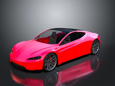 Red Sports Car With Black Roof Sleek Aerodynamic Design And Shiny Body 3d model