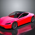 Red Sports Car With Black Roof Sleek Aerodynamic Design And Shiny Body