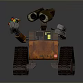 Rusty Orange Tracked Robot Character With Mechanical Arm Holding Colorful Rubik's Cube