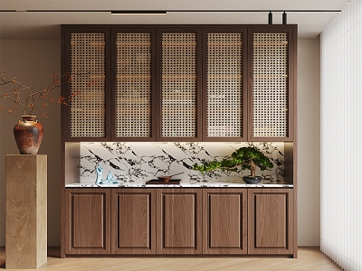 New Chinese Side Cabinet New Chinese Display Cabinet Decorative Cabinet Storage Cabinet 3d model