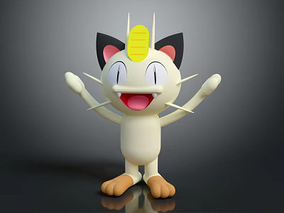 Animated Game Character With Yellow Head Black Ears White Body Open Arms Cheerful Expression 3d model