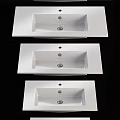 Stylish Bathroom Vanity With Wooden Cabinet White Countertop And Pink Cherry Blossom Vase