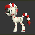 Cute White Pony Toy Figure With Red White Mane Tail Green Eyes And Stripes