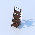 Brown Wooden Four Tier Storage Rack With Simple Open Shelf Design 3d model