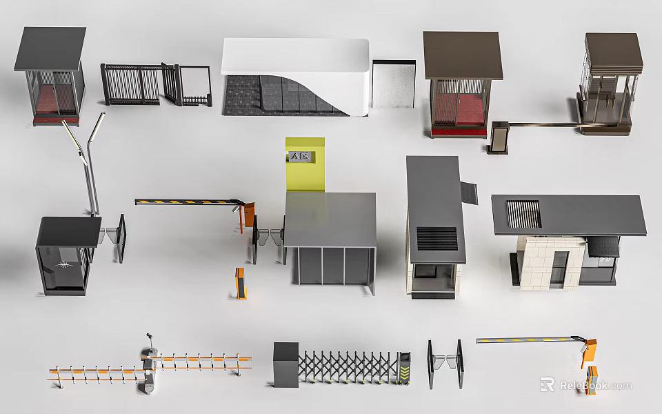 Modern Guard Booths With Various Designs Security Barriers And Access Control 3d model