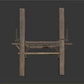 Classic Style Wooden Bench With Carved Railings For Home Living Use