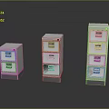 Set of White Filing Cabinets with Multiple Drawers in Different Sizes