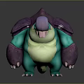 Game And Movie Character With Green Body Purple Shell Bulky Limbs And Yellow Eyes