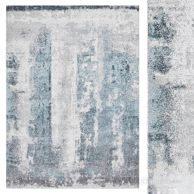 Modern Blue And White Abstract Texture Carpet With Soft Surface For Home Decor 3d model