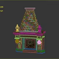 Classic Stone Fireplace With Intricate Decorative Carvings Roof Like Top And Ornate Columns