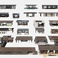 Various Outdoor Architectural Models With Different Pavilion And Rest Area Designs 3d model