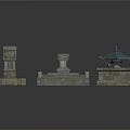 Traditional Ornate Stone Architectural Scene Components With Pavilion Carved Floors And Platforms