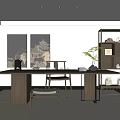 New Chinese Zen Tea Room Tea Table Multi-function Room 3d model