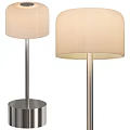 Modern Fabric Shade Table Lamp With Stainless Steel Pole And Round Base