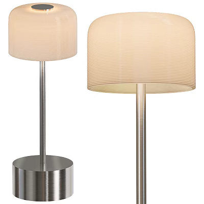 Modern Fabric Shade Table Lamp With Stainless Steel Pole And Round Base 3d model