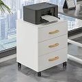 Ergonomic Office Chair In Modern Workspace With Mobile Filing Cabinet Printer And City View