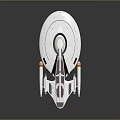 Sleek Futuristic Interstellar Spaceship With White Hull And Colorful Engine Details