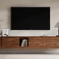 Modern Wooden TV Stand With TV Vase Photo Frame Lamp And Books