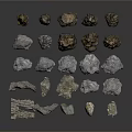 Assorted Natural Wood and Stone Elements with Different Shapes Sizes and Textures