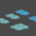 Four Green Grass Patches Arranged On Gray Background With Natural Green Color