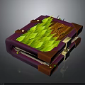 Stylish Purple Storage Box With Green Leafy Pattern And Wooden Decorative Accents