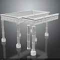 White Carved Columns Stand Structure with Main Tabletop and Side Extension