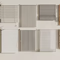 Various Design Window Blinds With Different Colors Materials And Textures On White Wall 3d model