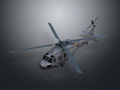 Shiny Silver Helicopter With Extended Main Rotors Tail Rotor And Cockpit Windows 3d model