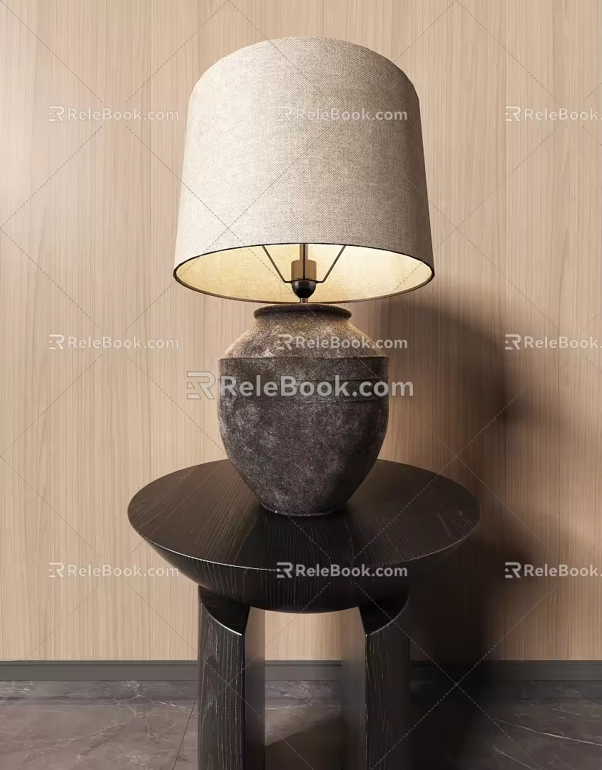 Modern Table Lamp Fabric Table Lamp Pottery Pot Table Lamp Decorative Table Lamp 3d model