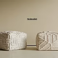 Two White Woven Ottoman Stools With Textured Patterns By Molteni&C Modern Decor