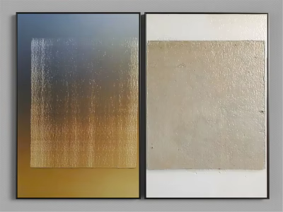 Modern Abstract Wall Art With Gradient Blue Gold And Beige Textured Paintings 3d model