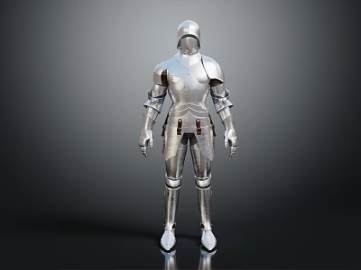 Silver Medieval Knight Armor Design For Game Movie Character With Full Body Coverage 3d model